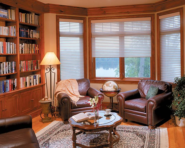 Custom window treatments in a bright room