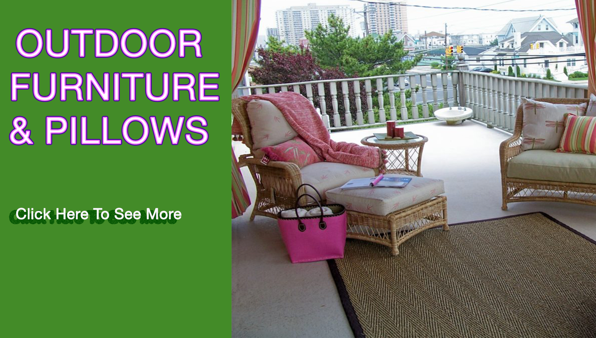 Outdoor furniture with custom outdoor pillows